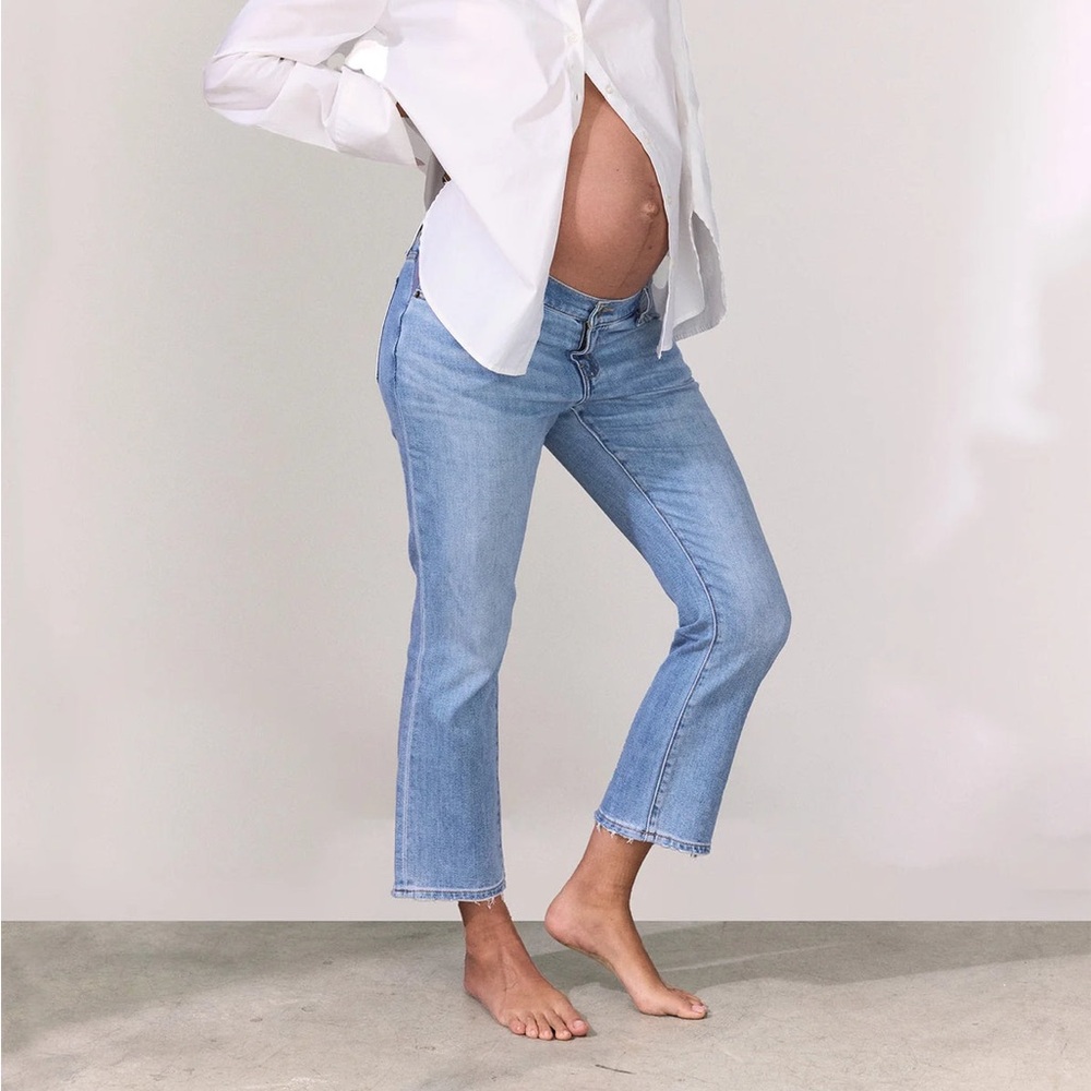 Hatch Light Blue Cropped Maternity Jeans